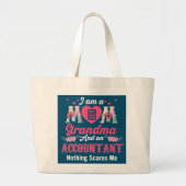 Grand Tote Bag Je Suis Maman Grand-Mère Et Comptable Fleurs (Devant)