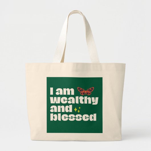 Grand Tote Bag Je suis riche et béni (Devant)