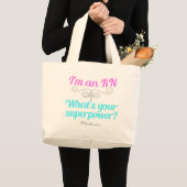 Grand Tote Bag Je suis un RN Superhero (Devant (produit))