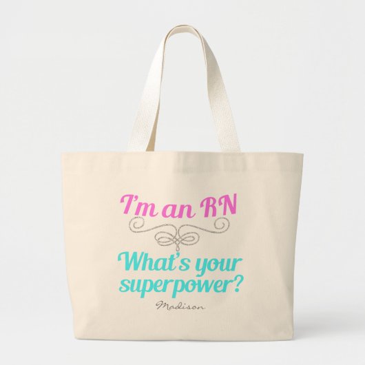 Grand Tote Bag Je suis un RN Superhero (Devant)