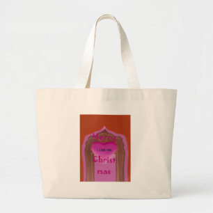 Grand Tote Bag Je t'aime Joyeux Coeur de Noël