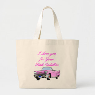 Grand Tote Bag Je t'aime pour votre cru rose les années 50 de