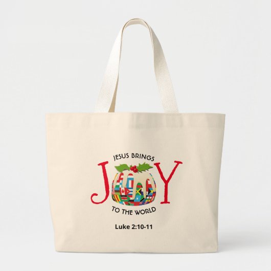 Grand Tote Bag Jésus | JOY TO THE WORLD Flags | Noël (Devant)