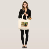 Grand Tote Bag Jeu de divination au Chat Noir (Devant (modèle))