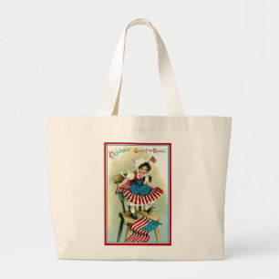 Grand Tote Bag Jeune Colombie vintage avec des drapeaux