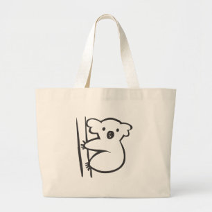 Grand Tote Bag Jeune koala dans un arbre dans le croquis noir et