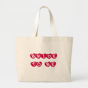 Grand Tote Bag Jeune mariée rouge de coeurs à être