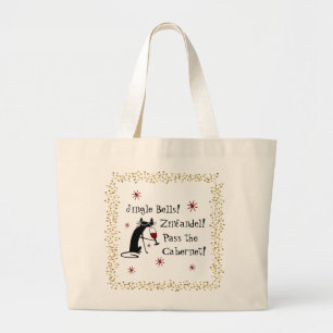 Grand Tote Bag Jingle Bells Drôle Citation de vin de Noël