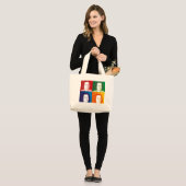 Grand Tote Bag Johann Sebastian Bach im Cartoon Stil (Devant (modèle))