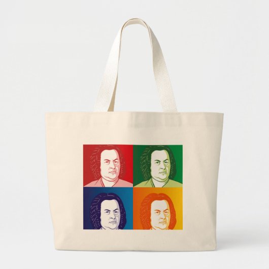 Grand Tote Bag Johann Sebastian Bach im Cartoon Stil (Devant)