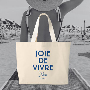 Grand Tote Bag Joie De Vivre Nice Année Personnalisée Français
