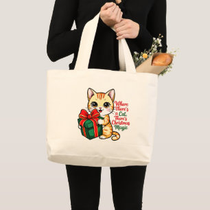 Grand Tote Bag Joli cadeau de Noël pour chat pour amateur de chat