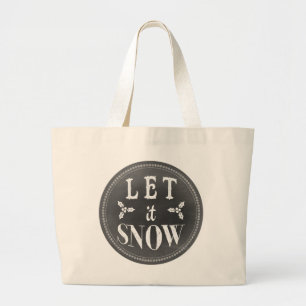 Grand Tote Bag Joli tableau noir d'hiver Laissez neige