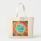 Grand Tote Bag Jolie Citation Coeur Grateful Turquoise rose (Devant)