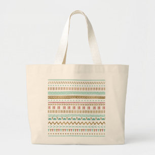 Grand Tote Bag Jolie peinture à la main tribale Aztec conception 