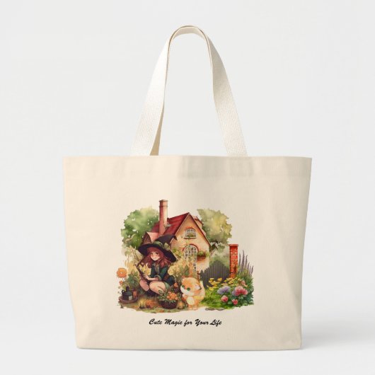 Grand Tote Bag Jolie Sorcière Et Renard (Devant)