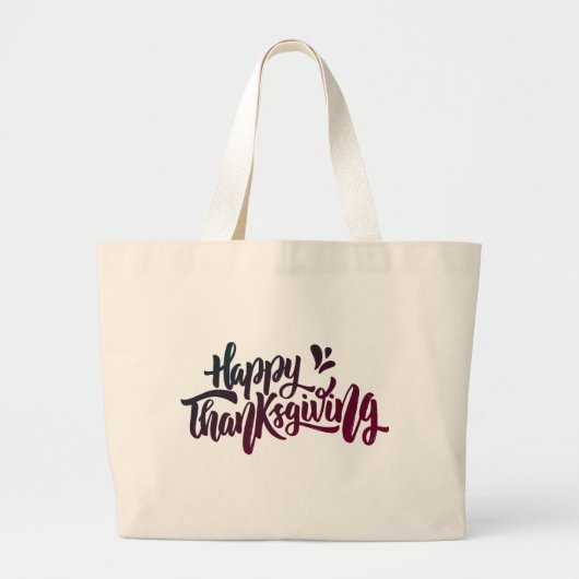 Grand Tote Bag Jolie typographie pour Thanksgiving (Devant)