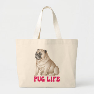 Grand Tote Bag Jolie Vie de Carlin Chiot Chien Aquarelle Drôles d