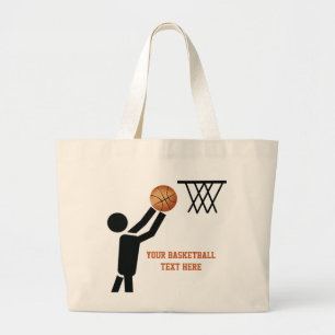 Grand Tote Bag Joueur de basket-ball avec balle personnalisée