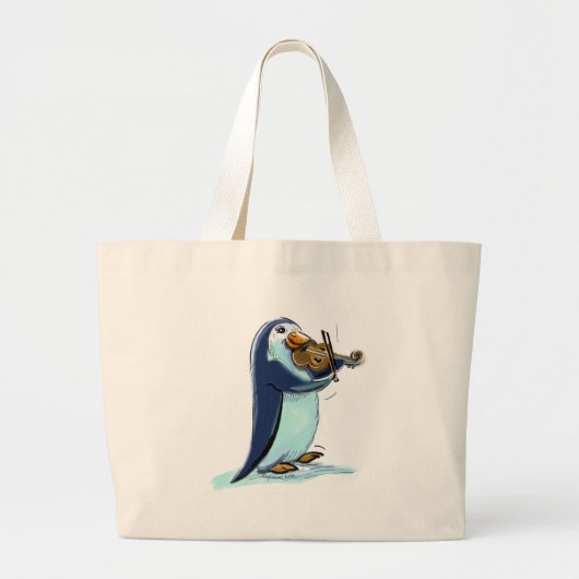Grand Tote Bag joueur de violon de penquin (Devant)