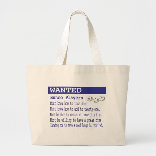 Grand Tote Bag joueurs voulus de bunco (Devant)