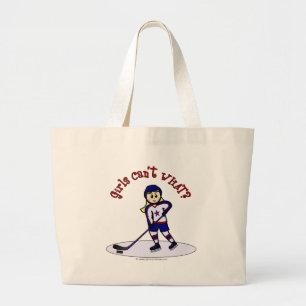 Grand Tote Bag Joueuse de hockey féminin de Blonde