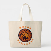 Grand Tote Bag Joyeuse lanterne d'Halloween araignées et chauves- (Dos)