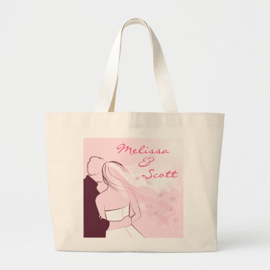 Grand Tote Bag Joyeux Couple Rose (Devant)