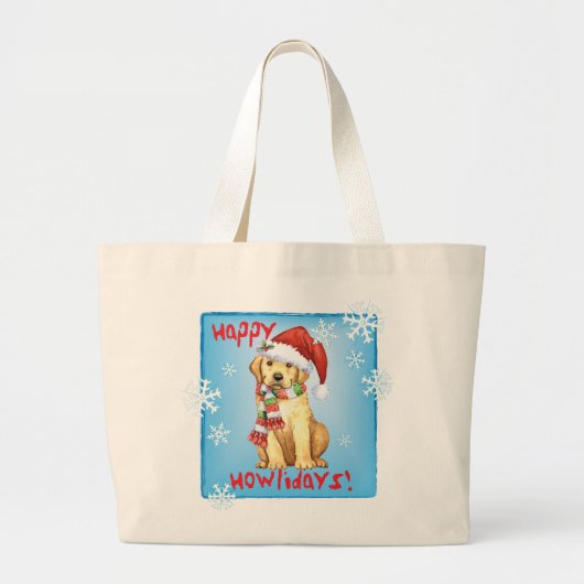 Grand Tote Bag Joyeux Howlidays Yellow Lab (Devant)