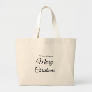 Grand Tote Bag Joyeux Noël ajoutez nom texte cadeau personnalisé