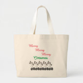 Grand Tote Bag Joyeux Noël et Pine Cônes Clair (Devant)