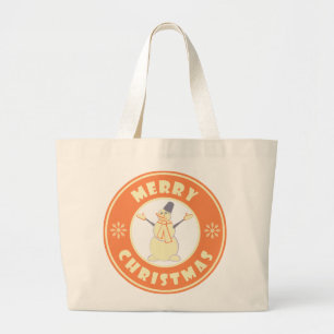 Grand Tote Bag Joyeux Noël heureux bonhomme de neige célèbre styl
