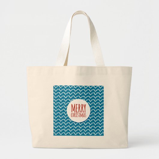 Grand Tote Bag Joyeux Noël Motif sans couture Texture bleue (Devant)