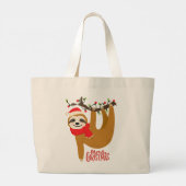 Grand Tote Bag Joyeux Noël Sloth mignonne Festivals Vacances (Dos)