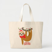 Grand Tote Bag Joyeux Noël Sloth mignonne Festivals Vacances (Devant)