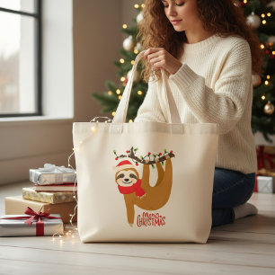 Grand Tote Bag Joyeux Noël Sloth   Vacances