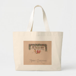 Grand Tote Bag Joyeux Noël Vintages Birds