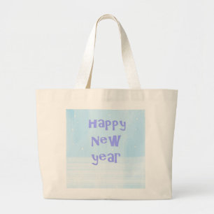 Grand Tote Bag joyeux nouvel an texte art