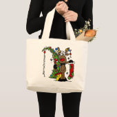 Grand Tote Bag Joyeux rennes de Noël (Devant (produit))
