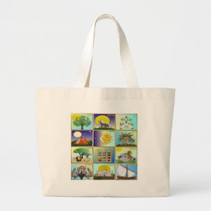 Grand Tote Bag Judaica 12 Tribus d'Israël Panneaux d'art