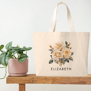 Grand Tote Bag Juin Mois de naissance Fleur cadeau personnalisé p