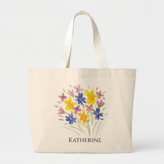 Grand Tote Bag Jumbo Fourre-tout Avec Fleurs Personnalisables (Devant)