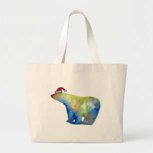 Grand Tote Bag Jumbo Fourre-tout ours coloré Père Noël