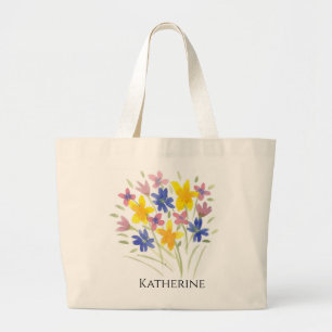 Grand Tote Bag Jumbo Tote With Flowers Customizable