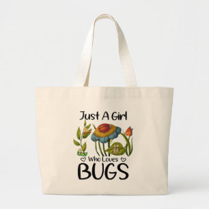 Grand Tote Bag Juste une fille qui aime les insectes