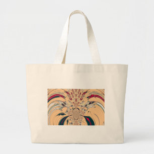 Grand Tote Bag Kaleidoscope africain vibrant : une délice pêche