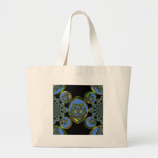Grand Tote Bag Kaleidoscope bleu et jaune Imprimer (Devant)