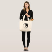 Grand Tote Bag Kanji de Yin Yang Reiki (Devant (modèle))