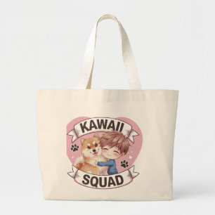 Grand Tote Bag Kawaii Squad Shiba Inu Amoureux des chiens Chibi A