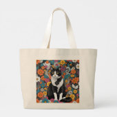 Grand Tote Bag Kitty au milieu des fleurs (Dos)